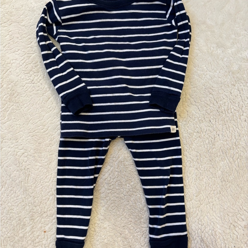 GAP Kids Navy and White Striped Pajama Set